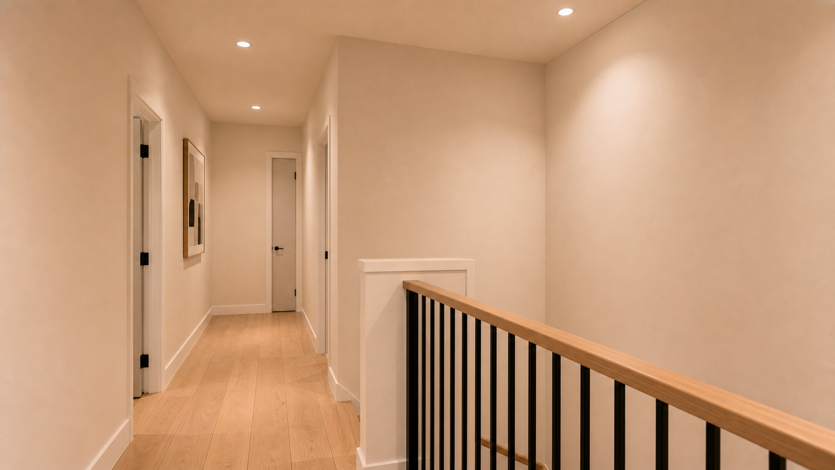 Plan A upper landing with a visible stairwell opening